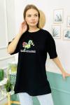 156438 B Yaka Baskili Oversize Tshirt